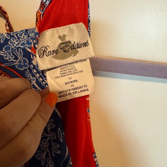 Rare Editions Girls Size 14  Red and Blue Paisley Maxi Dress - Picture 5 of 7